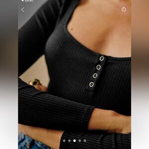 Sézane Body Kayla — Black Bodysuit